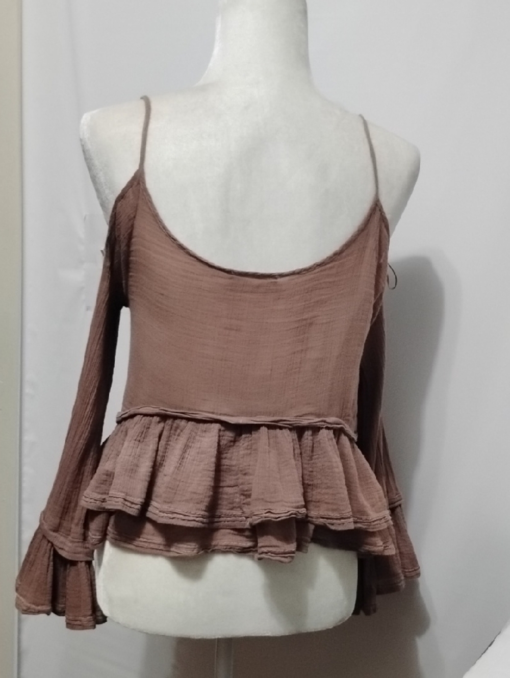 Free People Mauve Pink Ruffle Cold-Shoulder Camisole - Picture 3 of 10